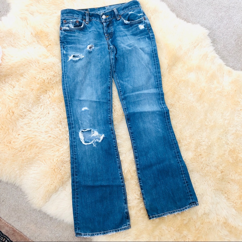 LUCKY BRAND distressed ripped denim blue jeans